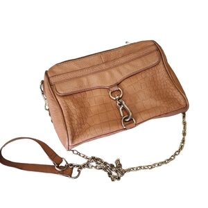 Danier Brown Leather Crossbody Bag with Chain Strap